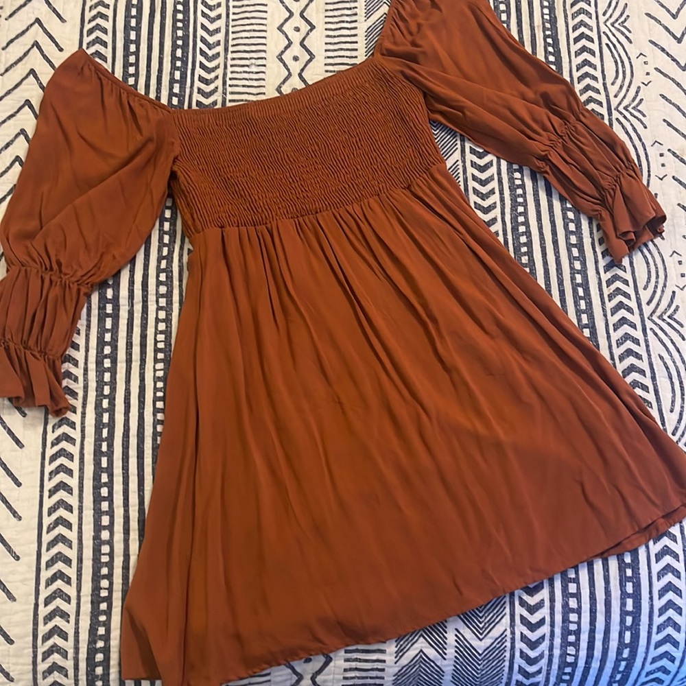 Burnt Orange Smocked Dress